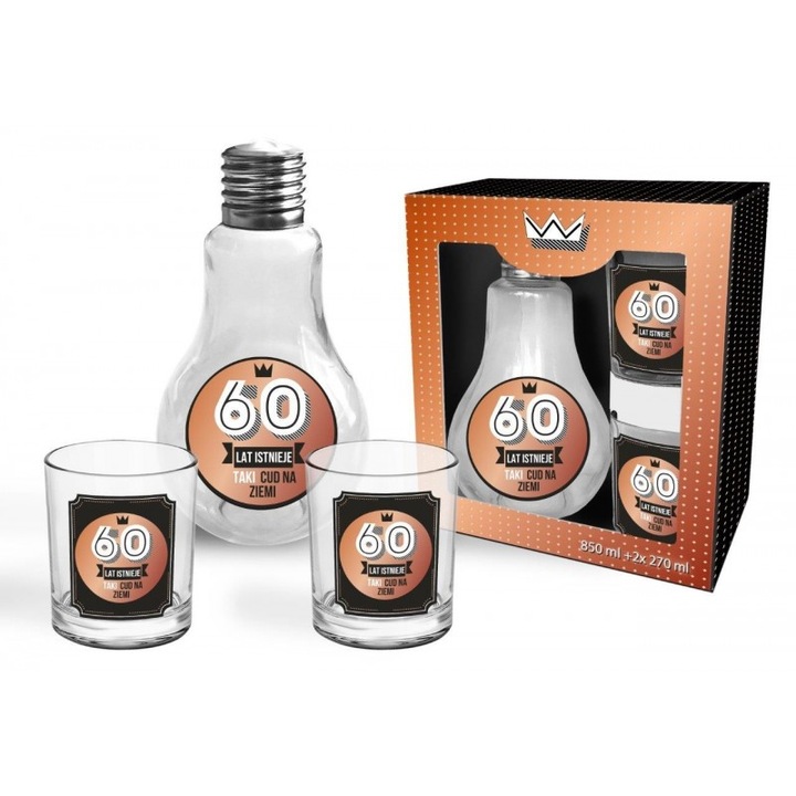 Set carafă și 2 pahare, BGtech, ''60'' ani, multicolor