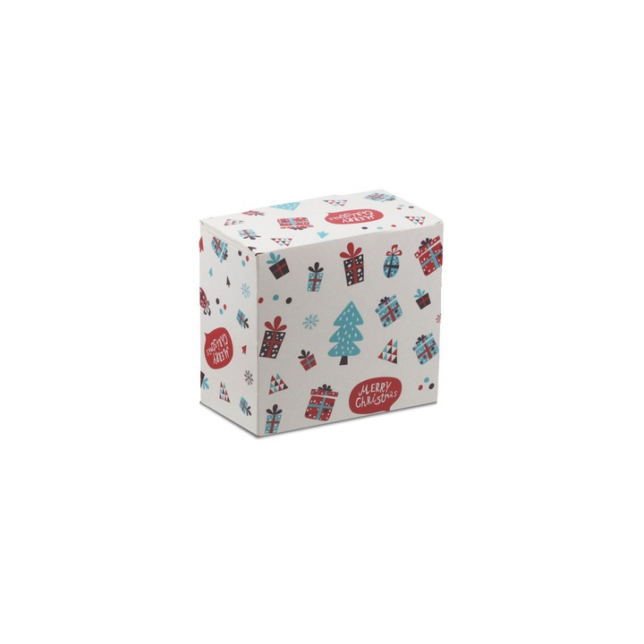Cutii de carton, fara marca, 13 cm x 13 cm x 7 cm, 20 bucati, ambalaj cadou, biodegradabil, culoare: alb cu model colorat, material: hartie, utilizare: ambalaj alimentar