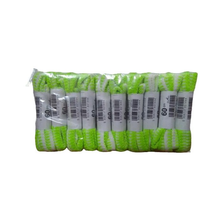 Sireturi pentru incaltaminte sportiva, SANDEX, 10 perechi, alb-verde, 60cm