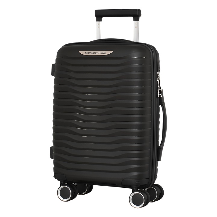 PERFECT++LINE PP 1616 bőrönd, Levehető kerekek, 52/36/18 cm, Fekete