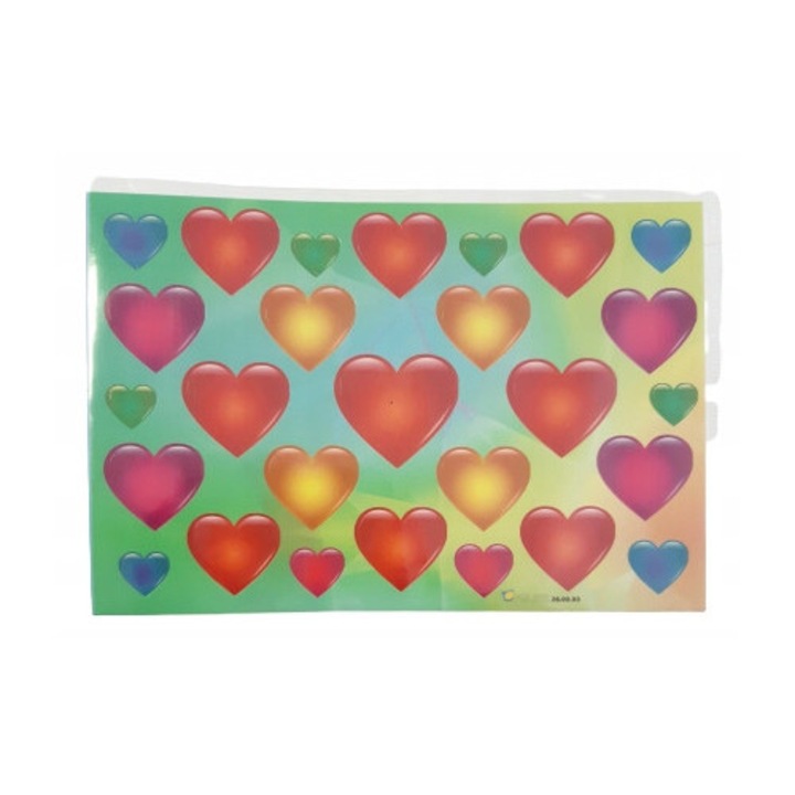 Stickere decorative, POLSY-worki foliowe, set 25 bucati, inimioare, multicolor