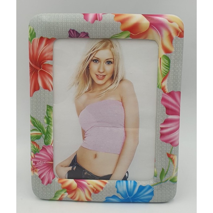 Rama foto clasica, Chinka, model flori, 13x18cm, multicolor