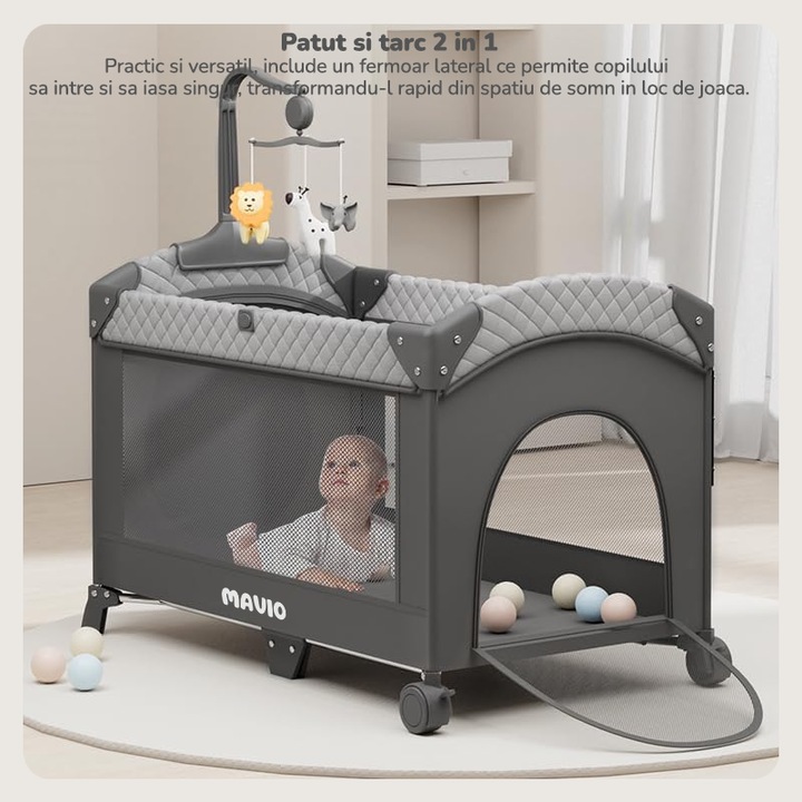 Pătut bebeluși Mavior Novalux - pliabil și portabil