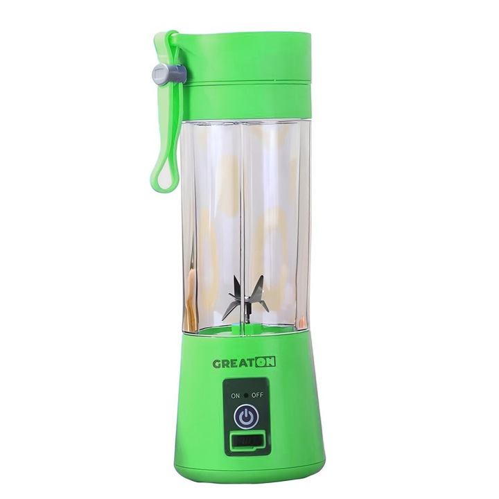 Blender Portabil GREATON Cu Incarcare USB, 2 Lame Inox – Verde