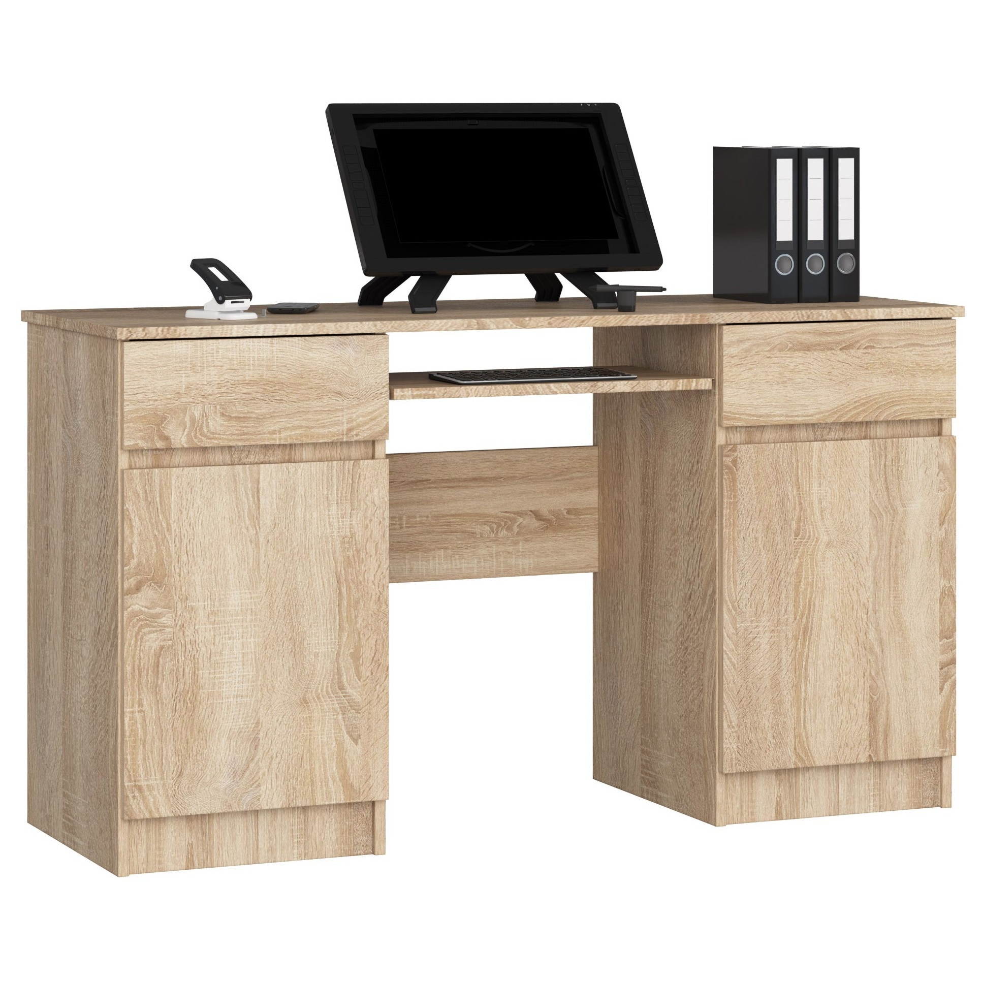 Birou computer Akord 135x77x50cm sonoma stejar cu 2 sertare si 2 ...