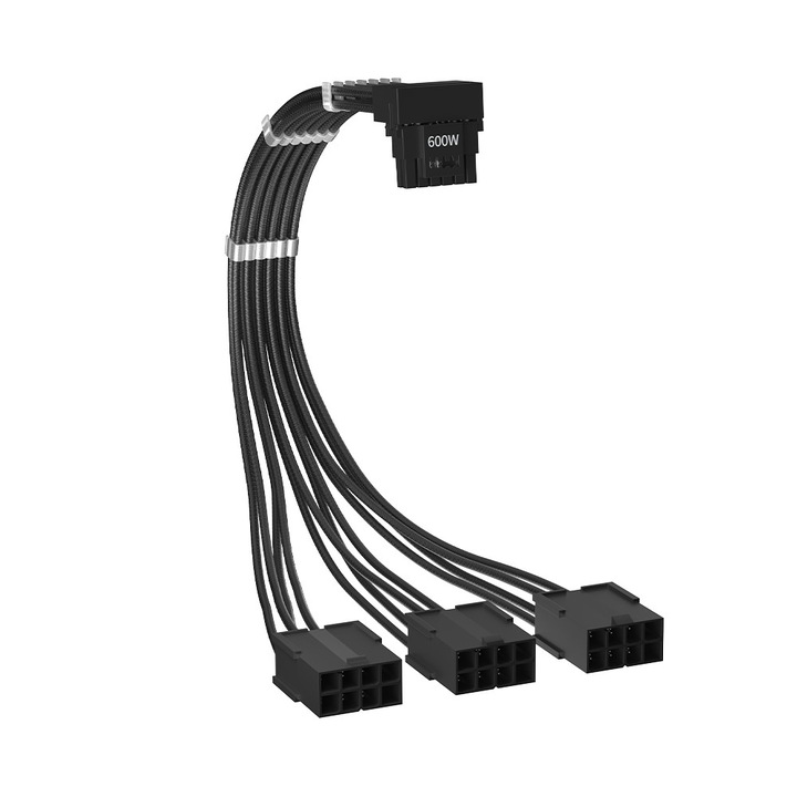 Cablu 1stPlayer® Premium 12+4pin PCIe Gen 5 12VHPWR 600W la 3x8 pin, Steam Punk, FM3, negru