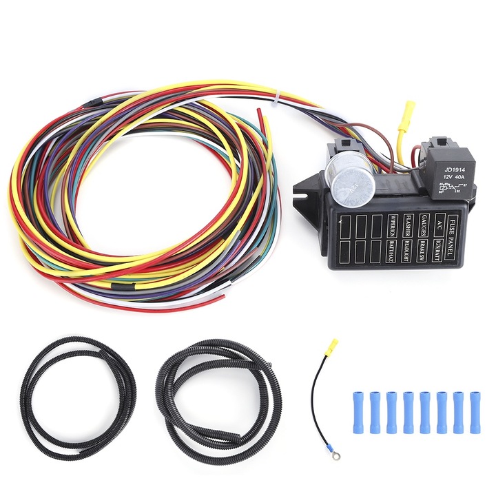 Kit cablaj sigurante 12V, Enforose, 8 circuite, universal, pentru Hot Rod Street Rat