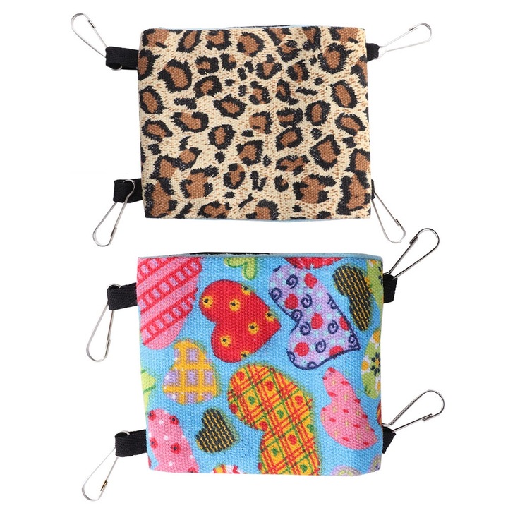 Culcusuri pentru hamsteri, Enforose, set 2 piese, hamac din panza, colorat