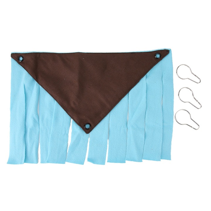 Culcus pentru animale Enforose, hamac suspendat cu ciucuri, pentru pasari si hamsteri, cafea si albastru