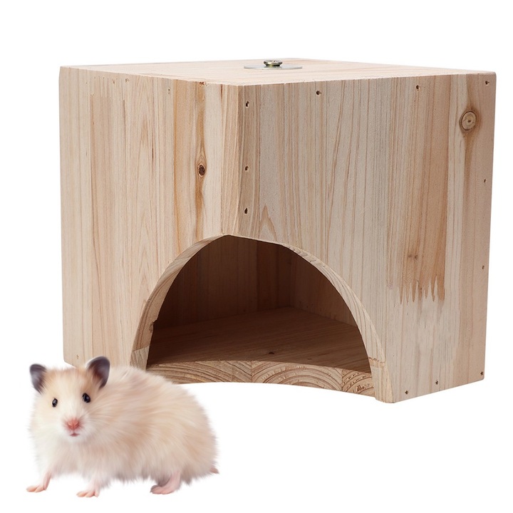 Casa de dormit pentru hamster Enforose, din lemn, pentru animale de companie