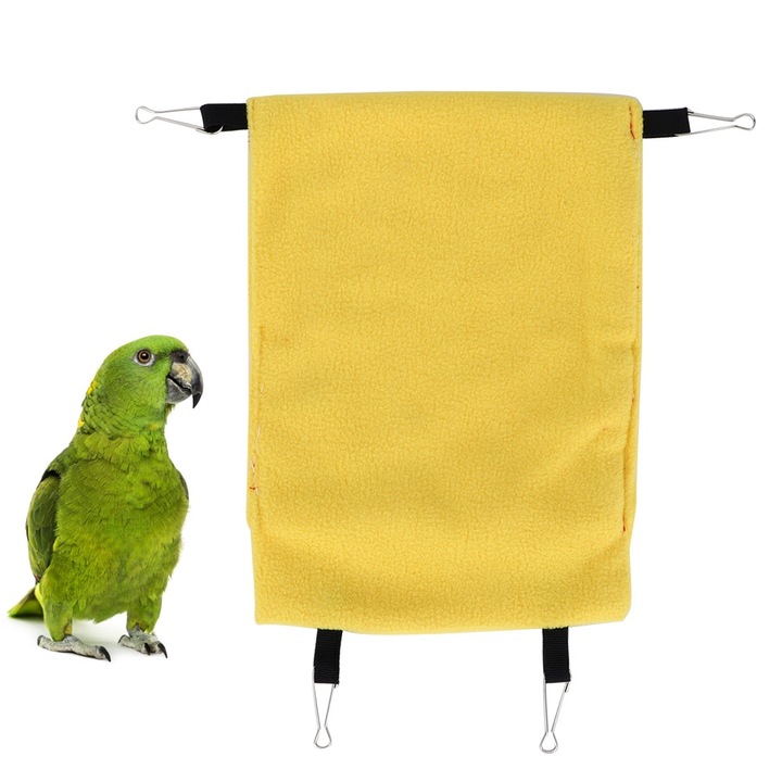 Culcus pentru animale Enforose, hamac dublu strat, galben, mic, pentru hamsteri si pasari