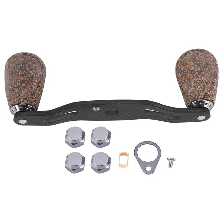 Maner mulineta de pescuit Buton din lemn Cadru din fibra de carbon cu accesorii Piese de schimb, Enforose