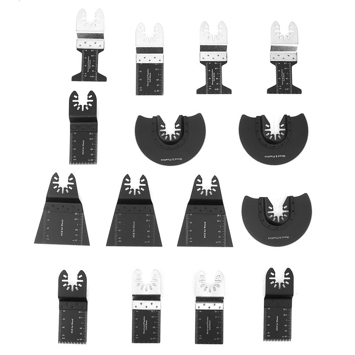 Set de 15 bucati lame de ferastrau oscilante din otel cu continut ridicat de carbon, instrumente de lustruit pentru prelucrarea lemnului