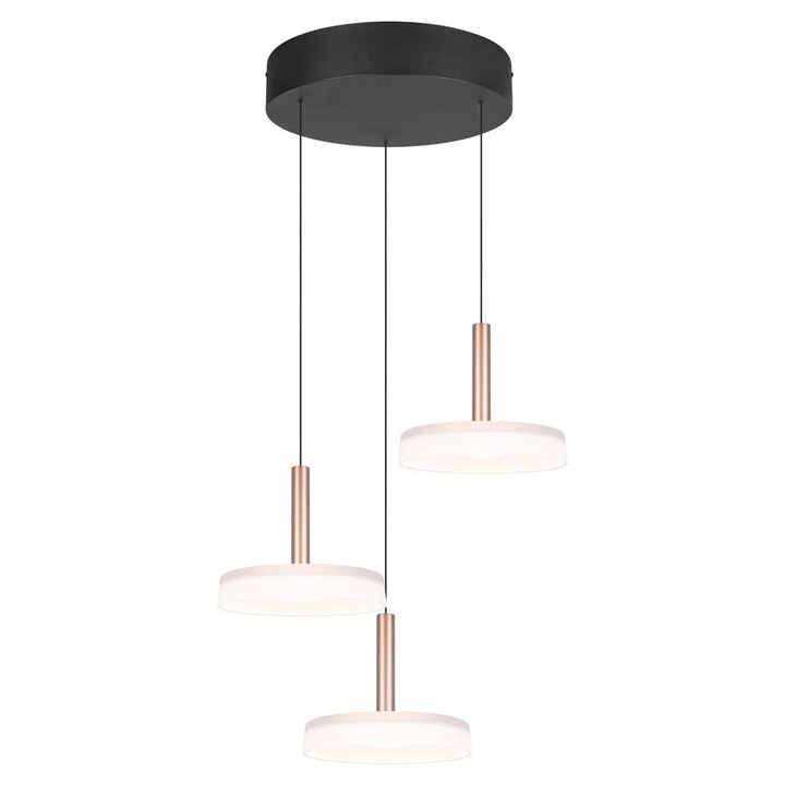 Полилей, Трио, 3 стъклени абажура, черен, LED 7W