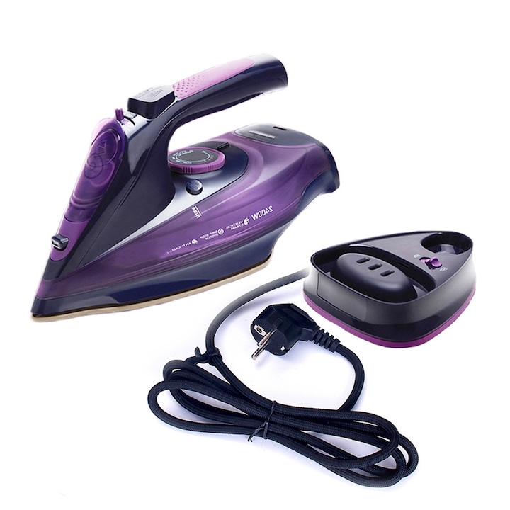 Fier de calcat cu abur 2400W, ceramica U, violet, 350ml, 1.8kg