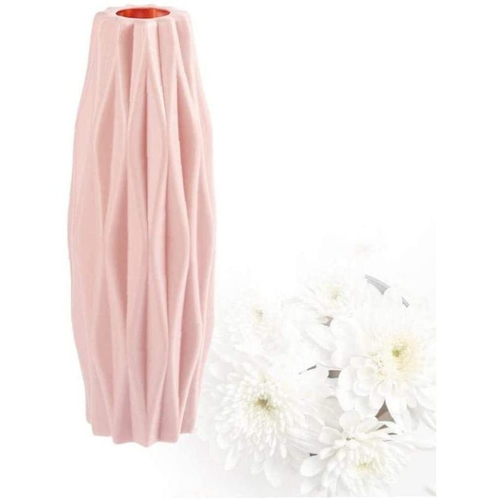 Vaza moderna din ceramica alba de 23 cm pentru flori, ideala pentru iarba de pampa si decorarea casei in camerele de zi si birourile