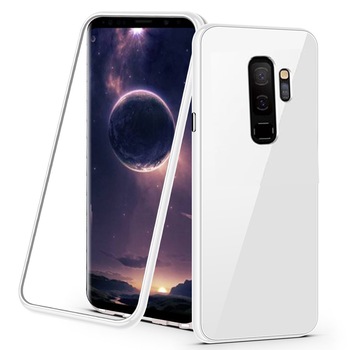 Husa 360 grade tip capsula cu inchidere sau prindere Magnetica, cu Magneti, Fata si Spate Policarbonat si Folie Ecran Curbata din Plastic Siliconic pentru Samsung Galaxy S9 ALB WHITE Husa 360 grade tip capsula cu inchidere sau prindere Magnetica, cu Magneti, Fata si Spate Policarbonat si Folie Ecran Curbata din Plastic Siliconic pentru Samsung Galaxy S9 ALB WHITE