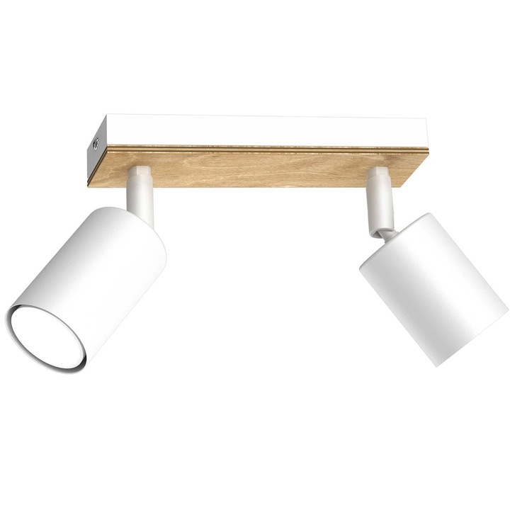 Spoturi Luminex Tulon, 2 reflektorki, alb, element din lemn, 2xGU10 8W