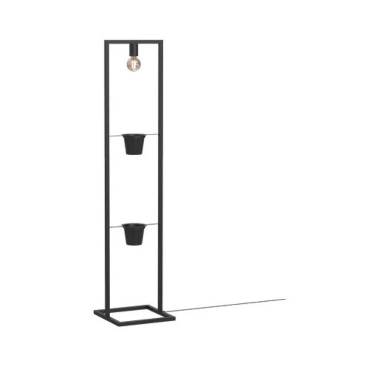 Lampa stand, Luminex, neagra, 2 suporturi pentru flori, 1xE27 15W
