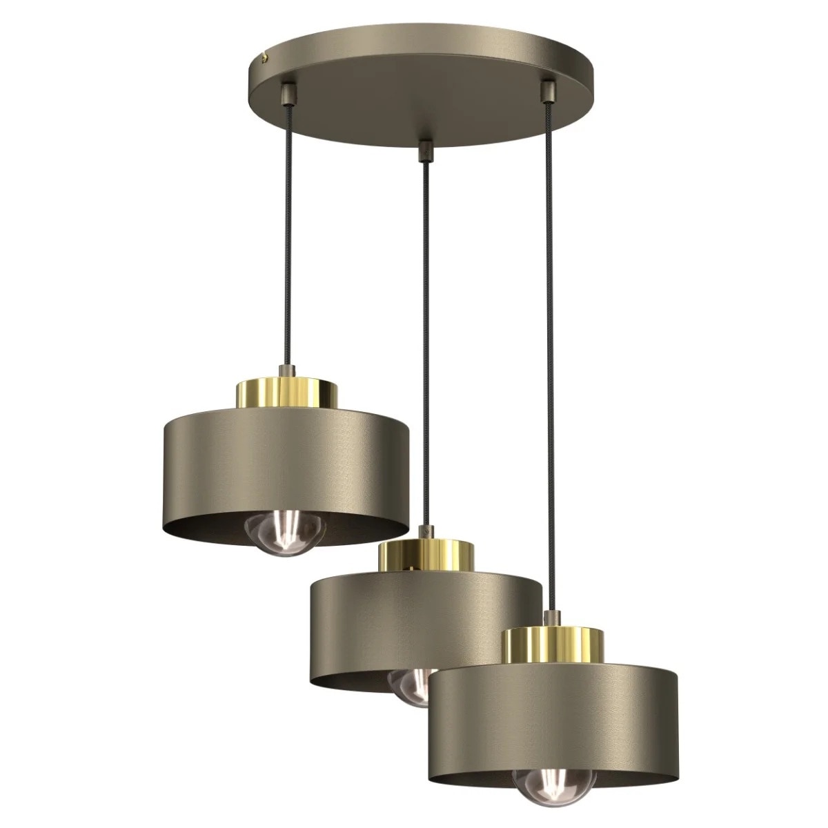 Lustra Luminex, Marti, 3xE27, 15W, auriu titan, 3 abajururi - eMAG.ro