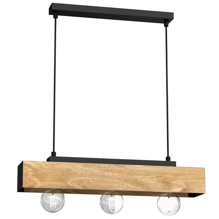 Полилей Luminex, дървена висяща лампа, 3xE27, 15W, 57см