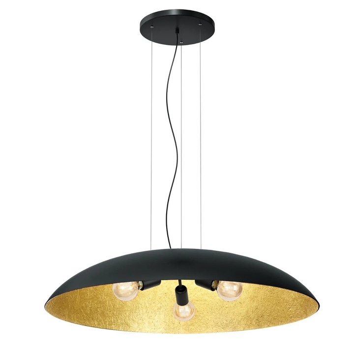 Lustra Luminex Compo 3xE27 15W, neagra cu interior auriu