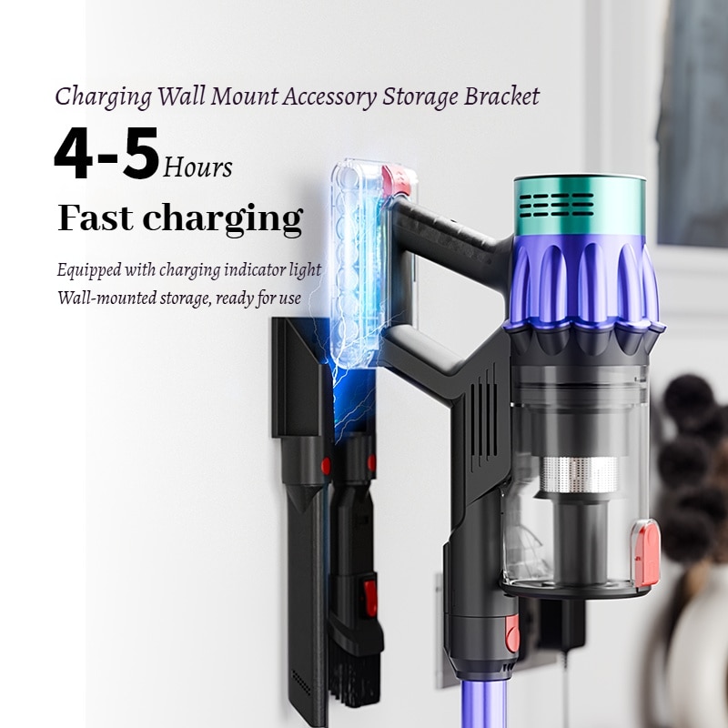 Aspirator vertical fara fir, V22, Excitat®, 29.6V, 650W, sistem filtrare ciclonic, 40Kpa, Cu ecran tactil LED, autonomie pana la 65 min, putere de aspirare mare, functie Turbo, rezervor praf 1.2 l, filtru HEPA, cu cinci accesorii, Violet/negru