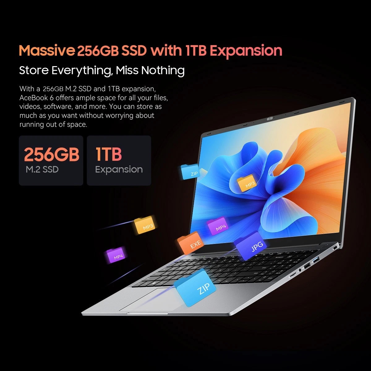 Laptop Blackview Acebook 6, 16GB DDR4 256GB SSD, Intel N150 3.6GHz/ Intel UHD Graphics, Win11 Home, 38Wh, 15.6" FHD+, HDMI 2.0, Bluetooth 5.0, USB 3.0, WLAN 5G, Gri