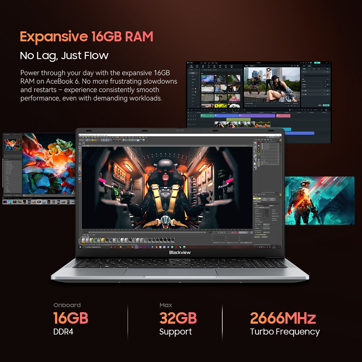 Laptop Blackview Acebook 6, 16GB DDR4 256GB SSD, Intel N150 3.6GHz/ Intel UHD Graphics, Win11 Home, 38Wh, 15.6" FHD+, HDMI 2.0, Bluetooth 5.0, USB 3.0, WLAN 5G, Gri
