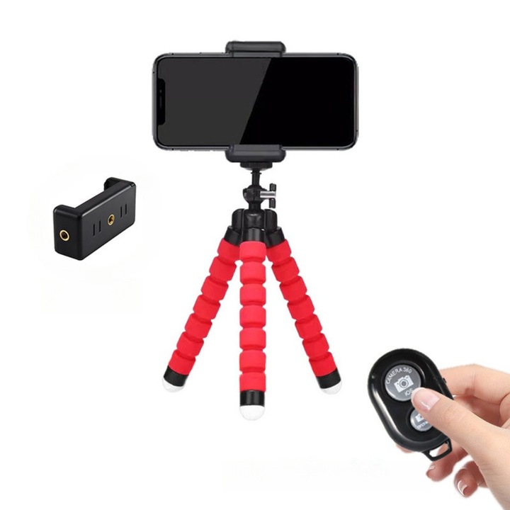 Selfie Stick Ronyes multifunctional trepied rosu Bluetooth