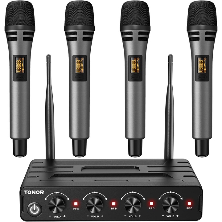 Set microfoane TONOR, 4 microfoane UHF, pentru karaoke
