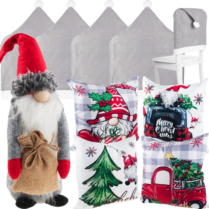 Комплект декоративни възглавници, Martom, сиви, за столове, с калъфки за възглавници