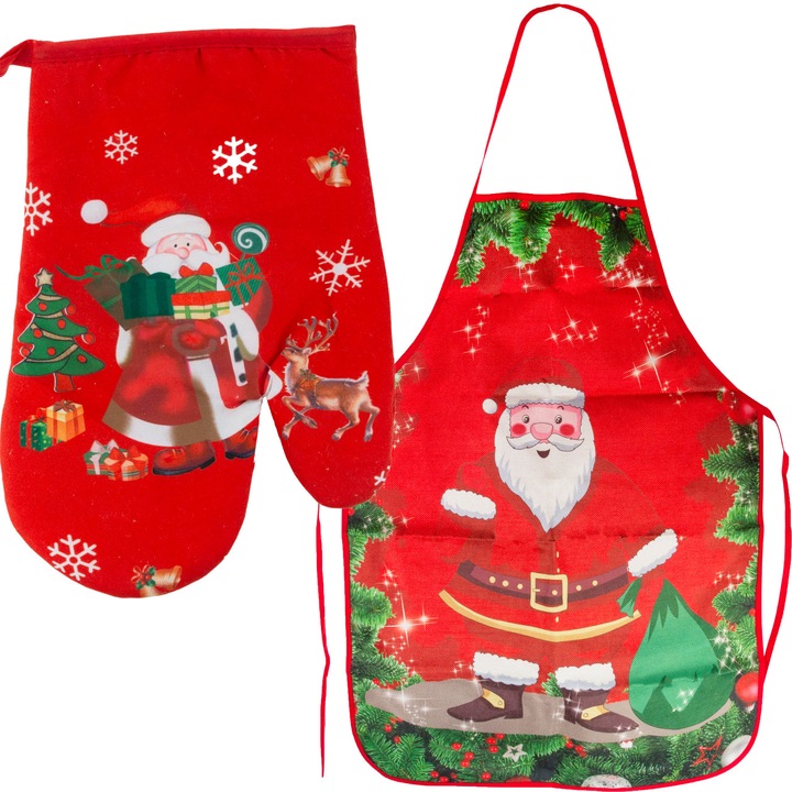 Комплект престилки за кухня и грил Martom, с Миколай, 2 части