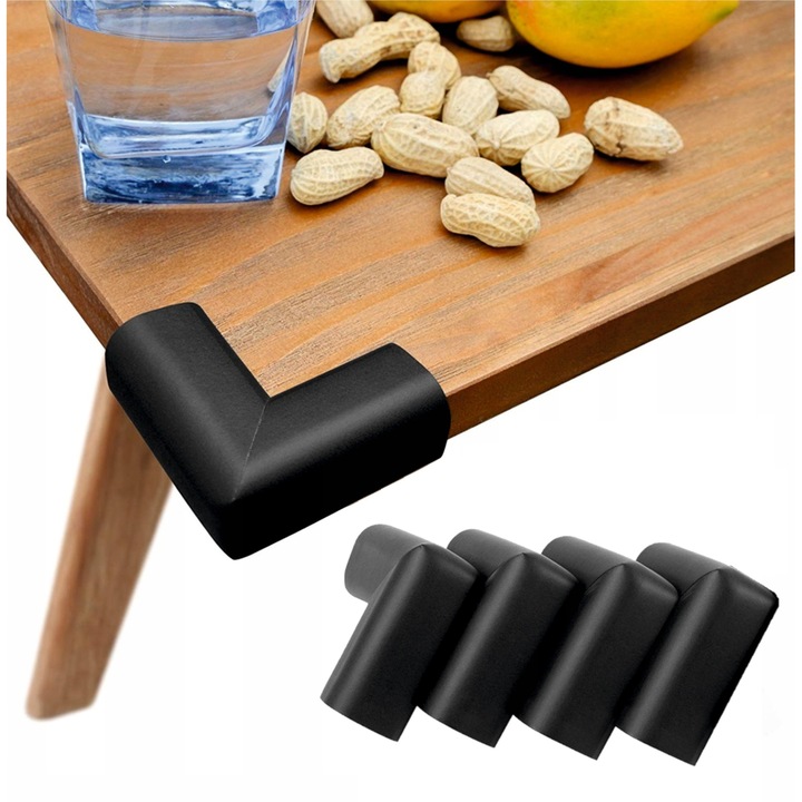 4 darabos bútor sarokvédő készlet, fekete