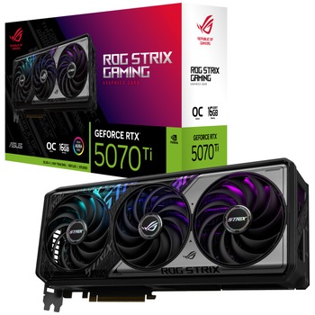 Placa video ASUS ROG Strix GeForce RTX 5070 Ti OC Edition, 16GB GDDR7, 256-bit