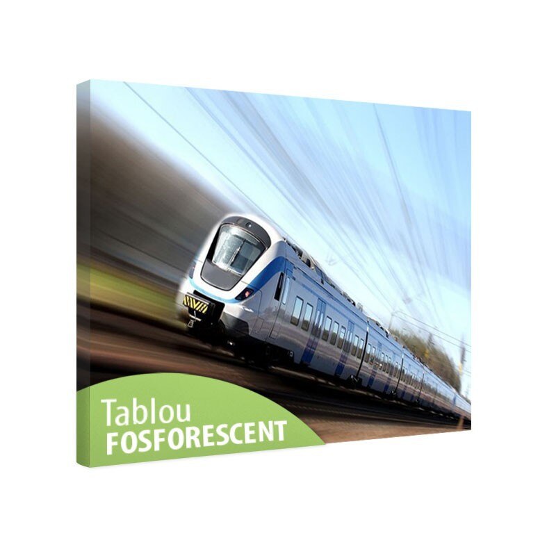 Tablou fosforescent Tren rapid in miscare, 120x80 cm