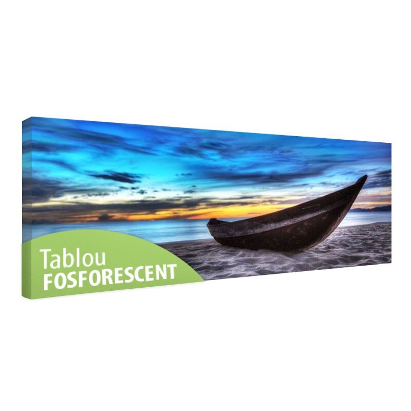 Tablou fosforescent Barca pe nisip, 60x20 cm