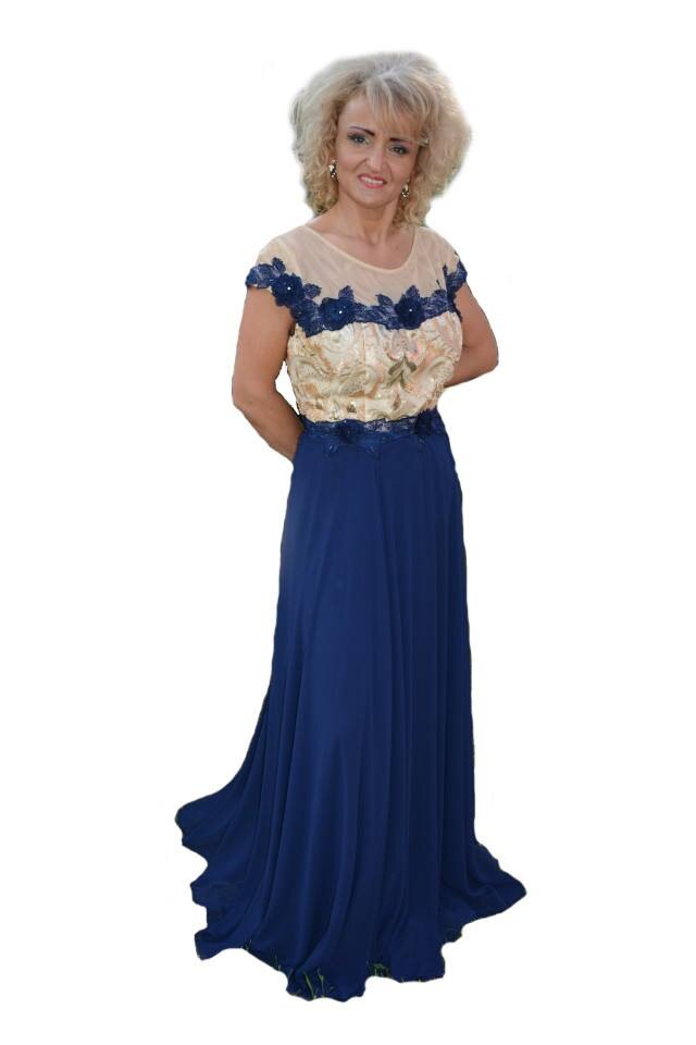 Rochie fashion de gala,D&J Exclusive, Bleumarin/Bej