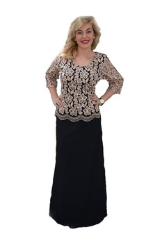 Rochie eleganta, lunga, cu partea de sus din broderie florala,D&J Exclusive, Negru, 48 Rochie eleganta, lunga, cu partea de sus din broderie florala,D&J Exclusive, Negru, 48