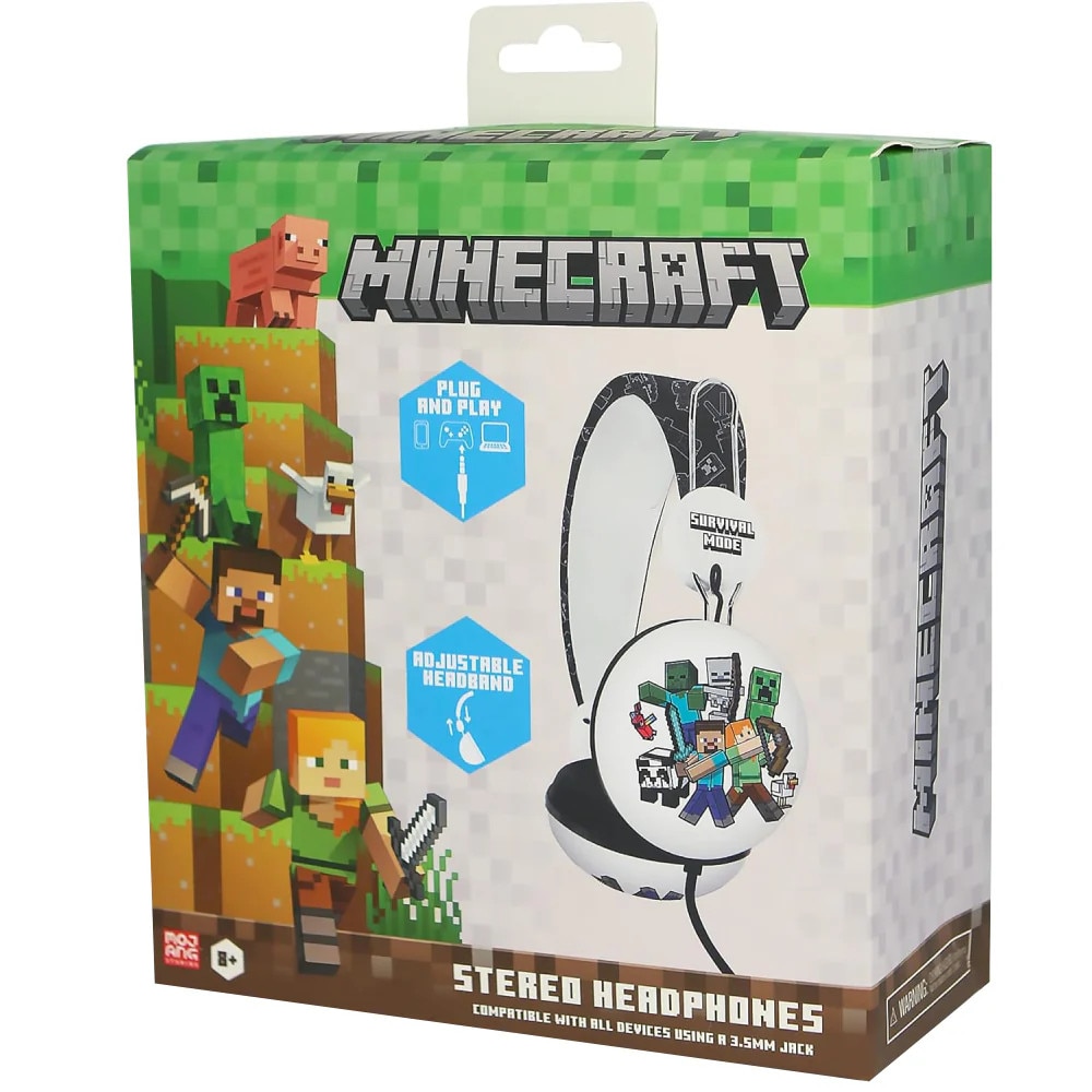 Casti pentru Adolescenti OTL, Minecraft, alb