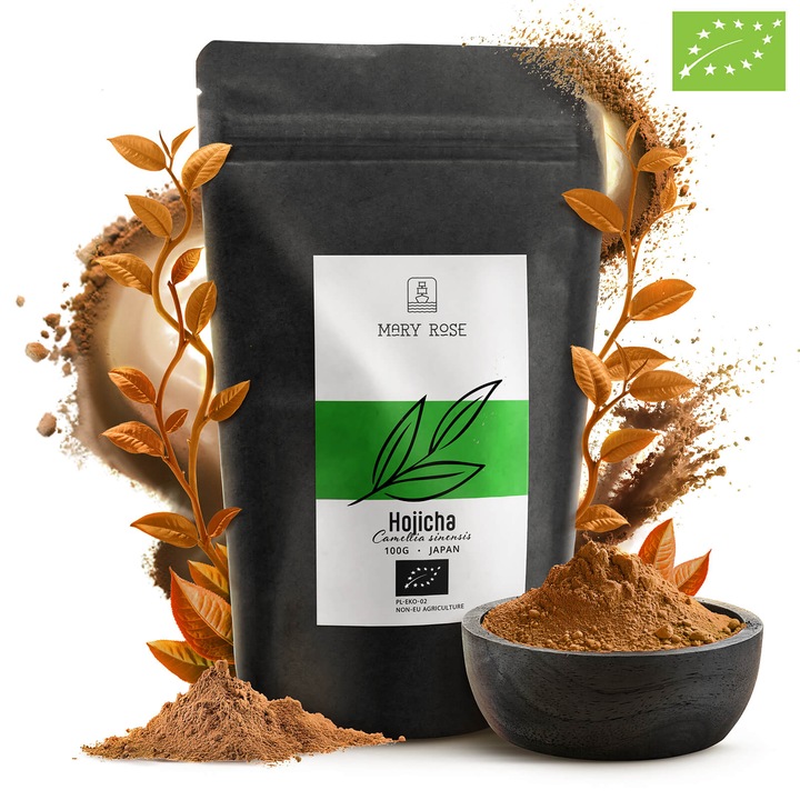 Hojicha Pudra BIO Mary Rose Ceai Prajit Continut scazut de cofeina Aroma de nuci 100 g