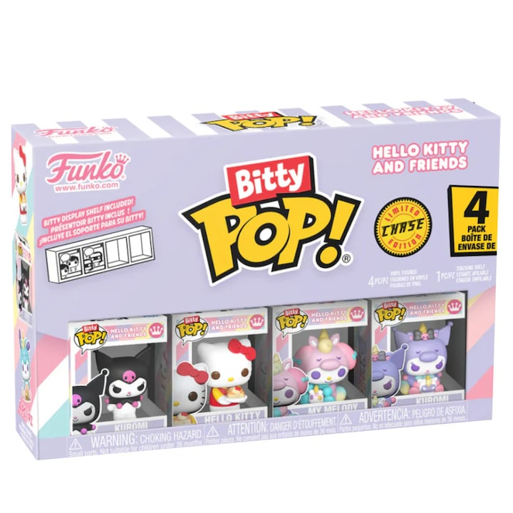 4 Figurák Készlet Funko, Bitty Pop, Sanrio, Hello Kitty, Kuromi, 2,3 cm