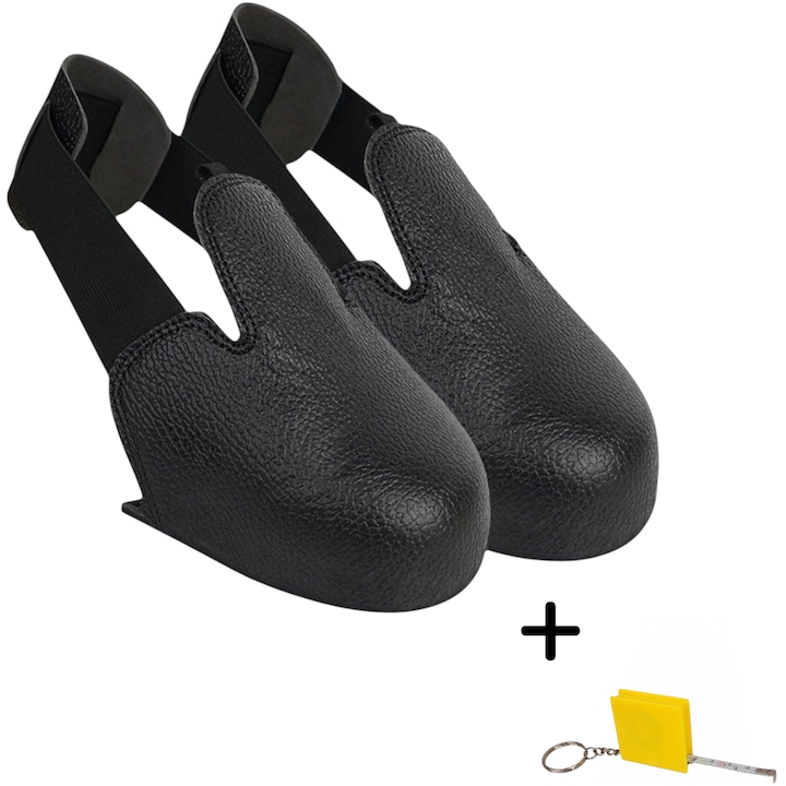 Protectie vizitatori, bombeu metalic vizitatori, masura reglabila 36-43, se poarta peste incaltaminte, pentru depozite, logistica, santier, protectie, Negru + ruleta 1 metru