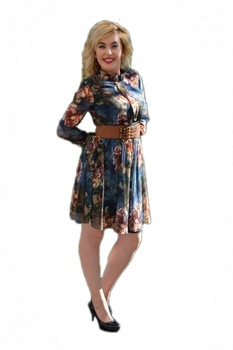 Rochie eleganta,cu maneca lunga,D&J Exclusive, Albastru marin Rochie eleganta,cu maneca lunga,D&J Exclusive, Albastru marin