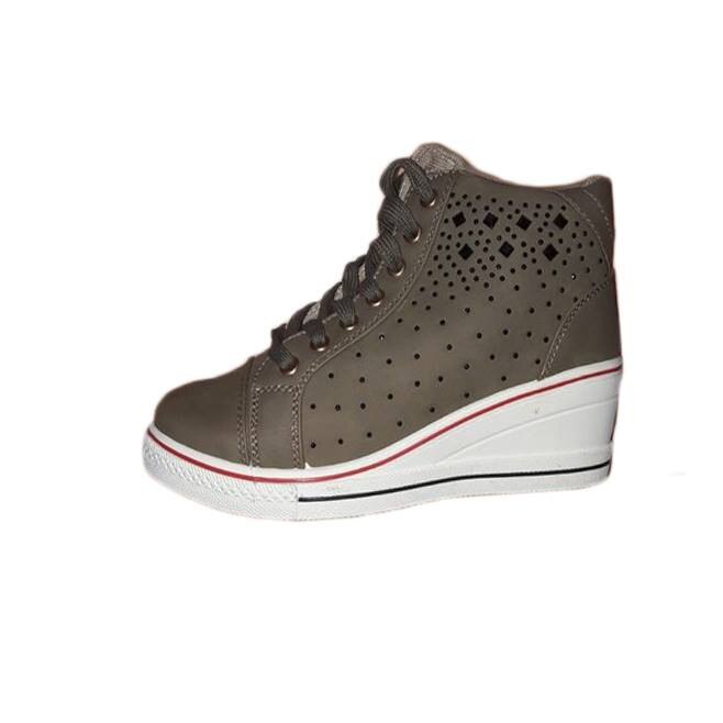 Ghete casual cu platforma alba, D&J Exclusive, Kaki