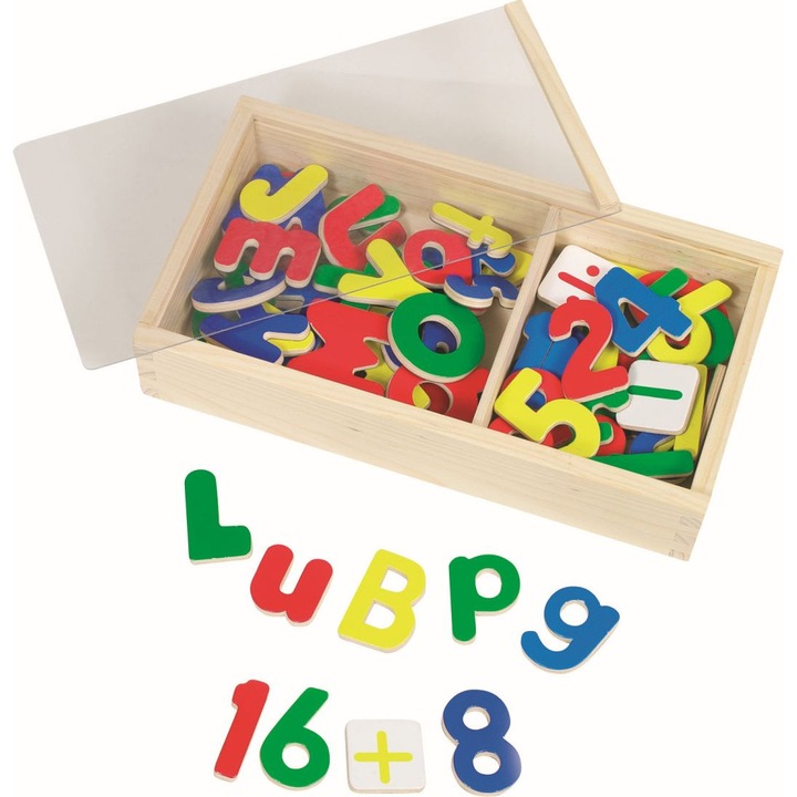 Litere si cifre magnetice - Set educativ cu 89 de piese