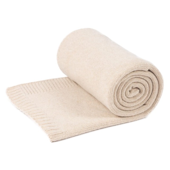 Patura Rehabilitativa din Lana Merino Lea, 130x170 cm, Bej, Hipoalergenica, Termoregulatoare