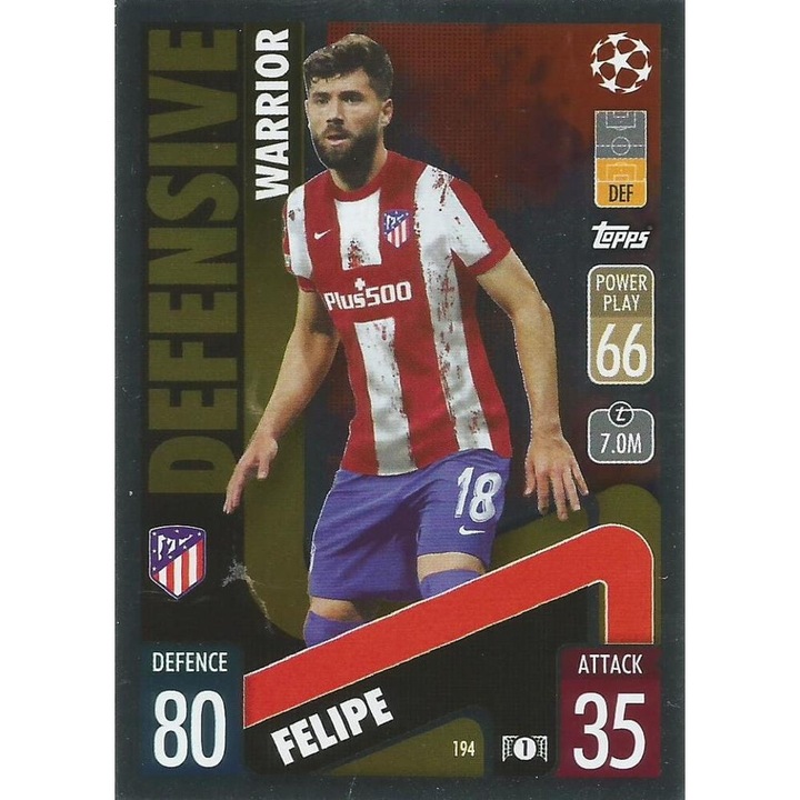 Настолна игра Match Attax 2021/22 Felipe, Atletico de Madrid