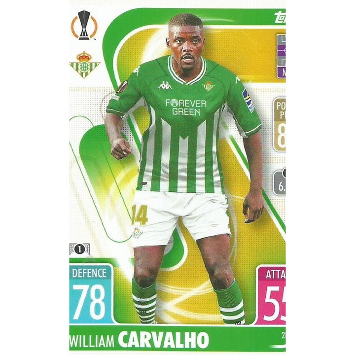 Настолна игра, Topps, Match Attax 2021/22, Уилям Карвальо, Реал Бетис Баломпие