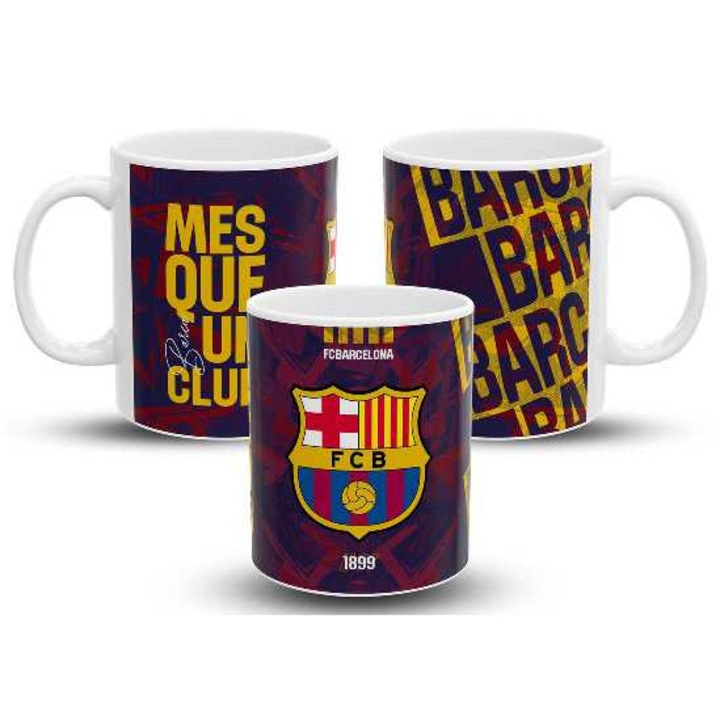 Cana personalizata inscriptionata cu textul "Barcelona FC", CRD PRINT, 330ml, alba